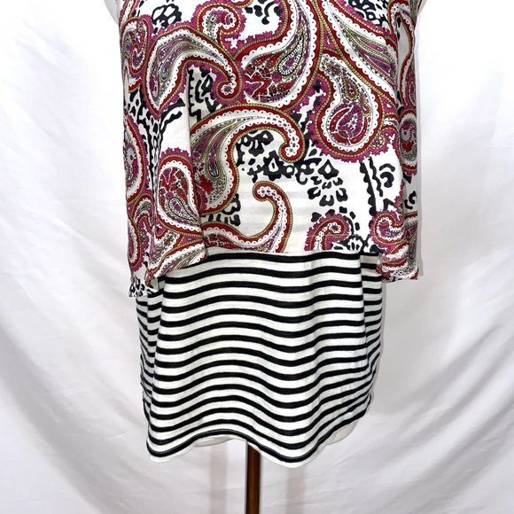 New Meadow Rue Layered Paisley Stripes Sleeveless Knit Top Anthropologie Tank - Picture 6 of 10